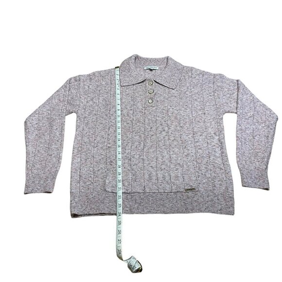 SAN FRANSISCO Like New Light Pink Sweater Pearl-Like Buttons Kangaroo Pocket Med - Picture 15 of 16